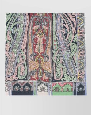 Etro Paisley Rectangular Lightweight Fashion Scarf - Grey