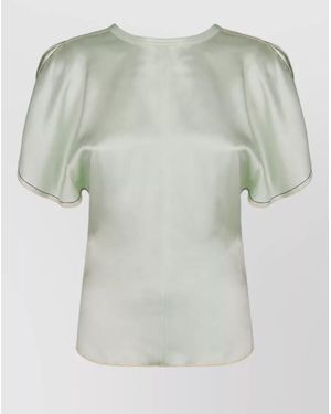 Victoria Beckham Draped Short-Sleeve Blouse - Green