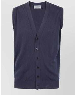 John Smedley Merino Wool V-Neck Vest - Blue