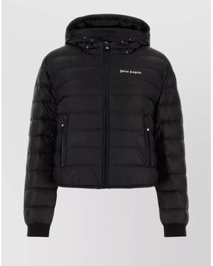 Palm Angels Down Hooded Puffer Jacket - Black