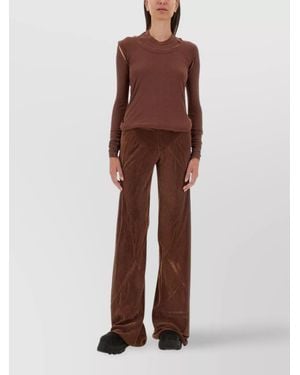 Rick Owens Silk Wide-Leg Trousers - Brown