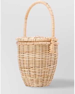Patou Wicker Bucket Bag - White