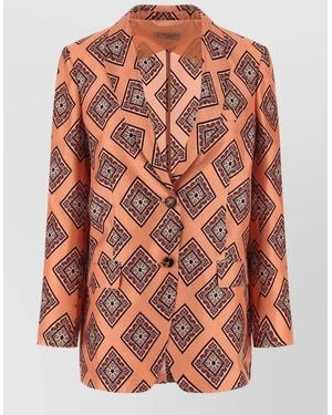 Alberto Biani Blazer Jacket Tie Pattern Long Sleeves - Pink