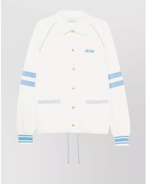 Drole de Monsieur Logo Polo Shirt Featuring Drawstring Hem - White