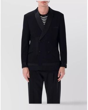 Junya Watanabe Lapel Satin Blazer Formal - Blue