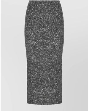 D.exterior Sequin Midi Skirt Elastic Waist Design - Grey