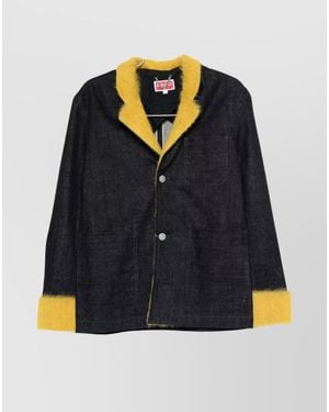 KENZO Cotton Single-Breasted Jacket - Blue