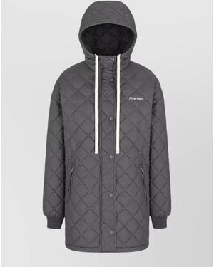 Miu Miu Quilted Parka Coat - Gray