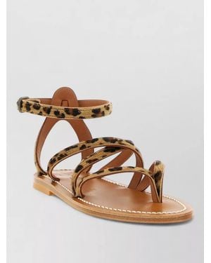 K. Jacques Epicure Ankle Strap Flat Sandals Leopard - Brown