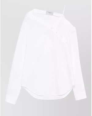 Coperni Cotton Asymmetric Long-Sleeve Shirt - White