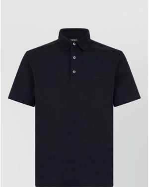 ZEGNA Cotton Short-Sleeve Polo Shirt - Blue