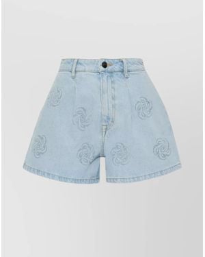 ROTATE BIRGER CHRISTENSEN Denim Studs High Waist Shorts - Blue