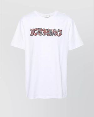 Iceberg Logo Graphic Short Sleeve T-Shirt - White