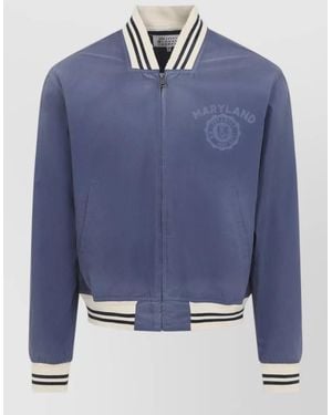 Maison Margiela Sport Jacket Cotton Stand Collar Stripes - Blue