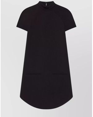 Courreges Short-Sleeve Funnel-Neck Mini Dress - Black