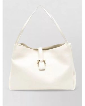 Ferragamo Medium Shoulder Bag Buckle Detail Handle - White