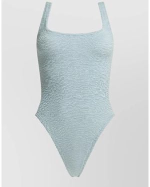 Hunza G Square Neck High Leg Sleeveless Beachwear - Blue