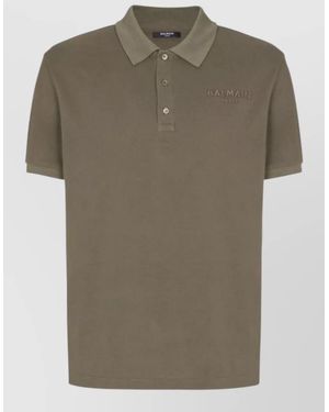 Balmain Straight Fit Polo Shirt Short Sleeves - Green