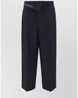 Fendi Mohair Wool Asymmetric Waist Tapered Trousers - Blue