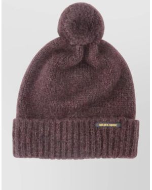 Golden Goose Casual Hat Pom Detail Ribbed Cuff Texture - Purple
