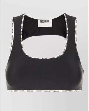 Moschino Stretch Nylon Top Scoop Neck Back Cutout - Black