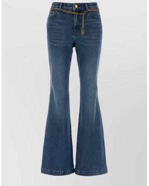 Michael Kors High Waist Flared Jeans Belt Loops Chain - Blue