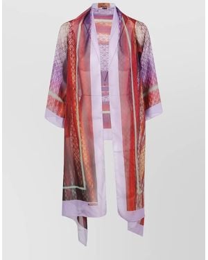 Missoni Silk Dressing Robe Half Sleeve Lightweight - Red