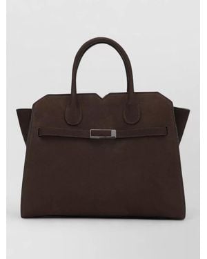 Valextra Tote Bag Structured Silhouette Top Handles Strap - Brown