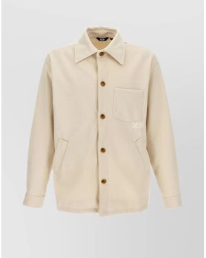 Gcds Logo Embroidery Jacket With Chest Pocket - Natural