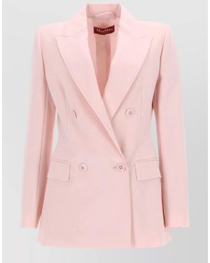 Max Mara Virgin Wool Double-Breasted Jacket - Pink
