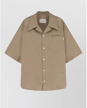 Ami Paris Oversized Cotton Bowling Shirt - Natural