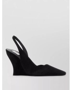 Alaïa Wave Mules Suede Wedge Heel Pointed Toe - Black
