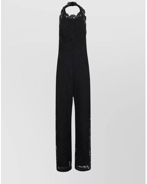 Ermanno Scervino Backless Halter Neck Lace Dress - Blue