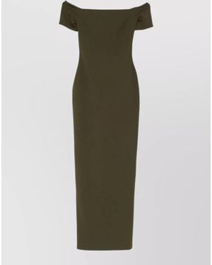 Solace London Off-Shoulder Short-Sleeve Maxi Dress - Green
