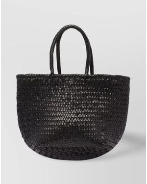 Dragon Diffusion Grace Basket Small Leather Tote Bag - Black