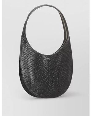 Coperni Chevron Leather Shoulder Bag Top Handle Strap - Black