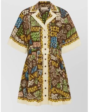ALÉMAIS Cotton Smocked Mini Dress - Metallic