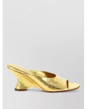 Dries Van Noten Leather Open-Toe Mules - Metallic