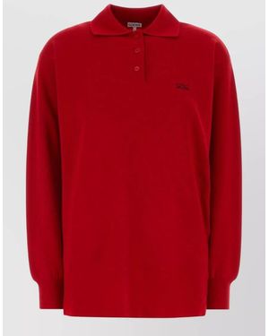 Loewe Stretch Cashmere Blend Long Sleeve Polo Shirt - Red
