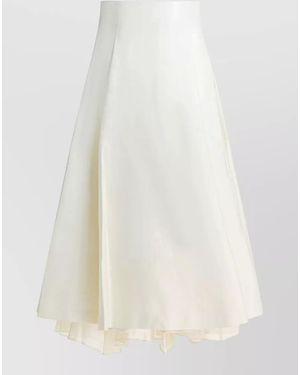 Sandbeige High Waist Skirt Asymmetric Hem Flared - White