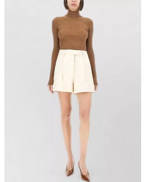 Thelatest High Waist Pleated Shorts Bea Belt Loops - White