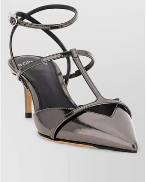 Alexandre Birman Leather T-Strap Pumps - Gray