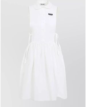 Miu Miu Embroidered Poplin Mini Dress in Blue | Lyst