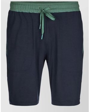 CALIDA Shorts Contrasting Waistband Elastic Waist Side Pockets - Blue