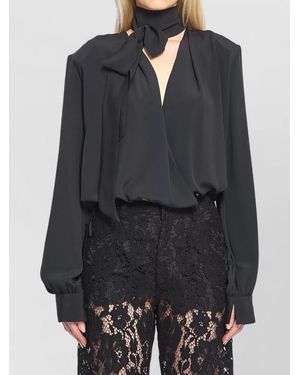 FEDERICA TOSI Silk Wrap Blouse With Scarf - Grey
