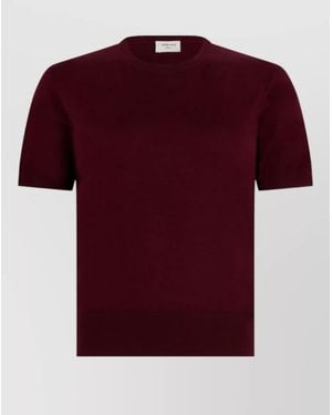 Saint Laurent Wool Short-Sleeve T-Shirt - Red