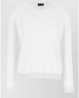 Giorgio Armani Long Sleeve Regular Fit Ribbed Hem Top - White
