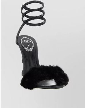 Rene Caovilla Margot Open Toe Sandals Spiral Strap - Black