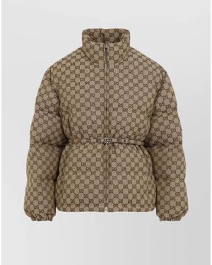 Gucci Canvas Bomber Jacket Padded Design - Brown