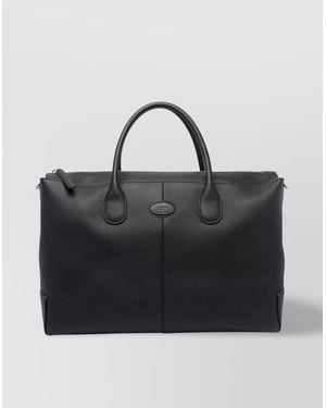 Tod's Double Handle Leather Shoulder Bag - Black
